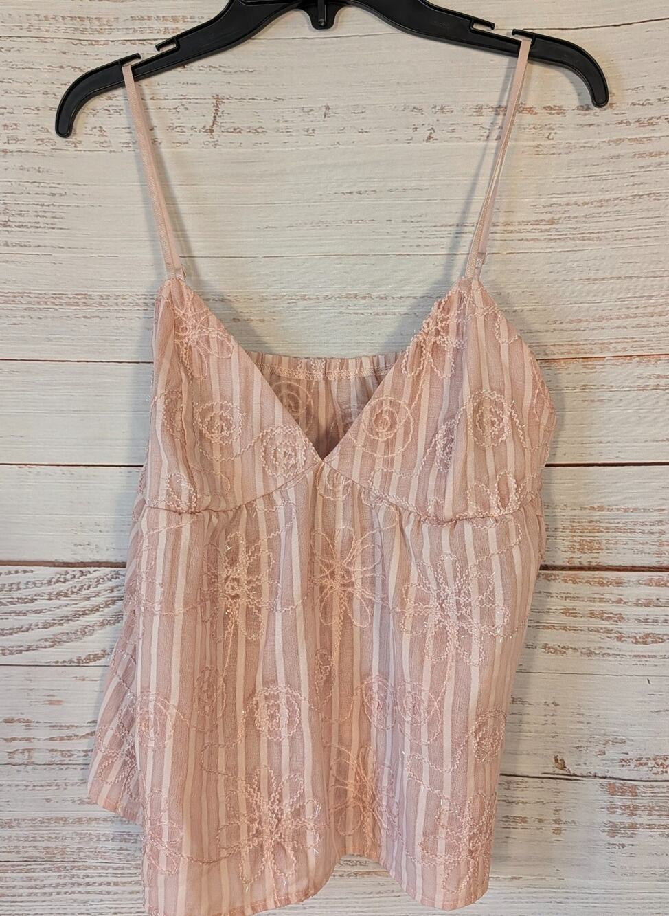 Infinite Styles Peach Crop Top Size S Embroidered Floral Sequins Cami Y2K Party